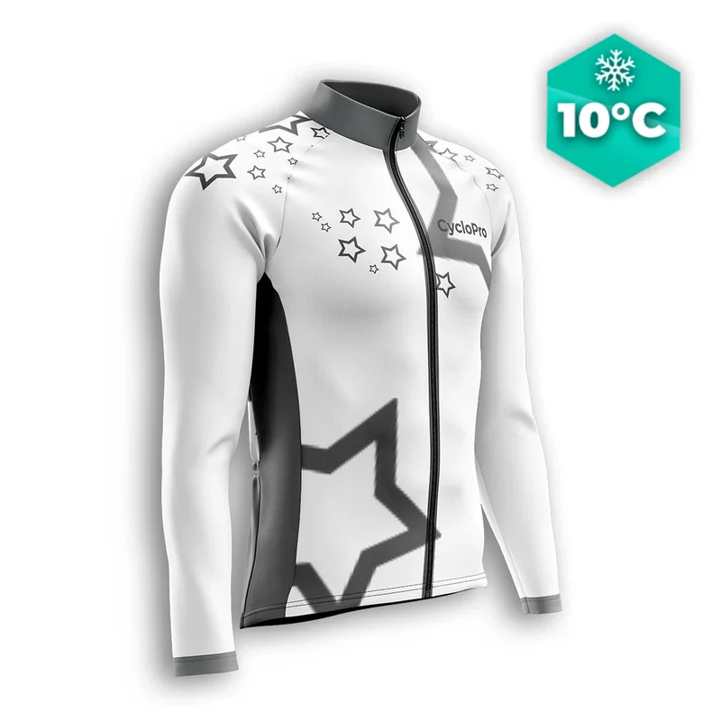 MAILLOT LONG DE CYCLISME AUTOMNE BLANC - STAR+