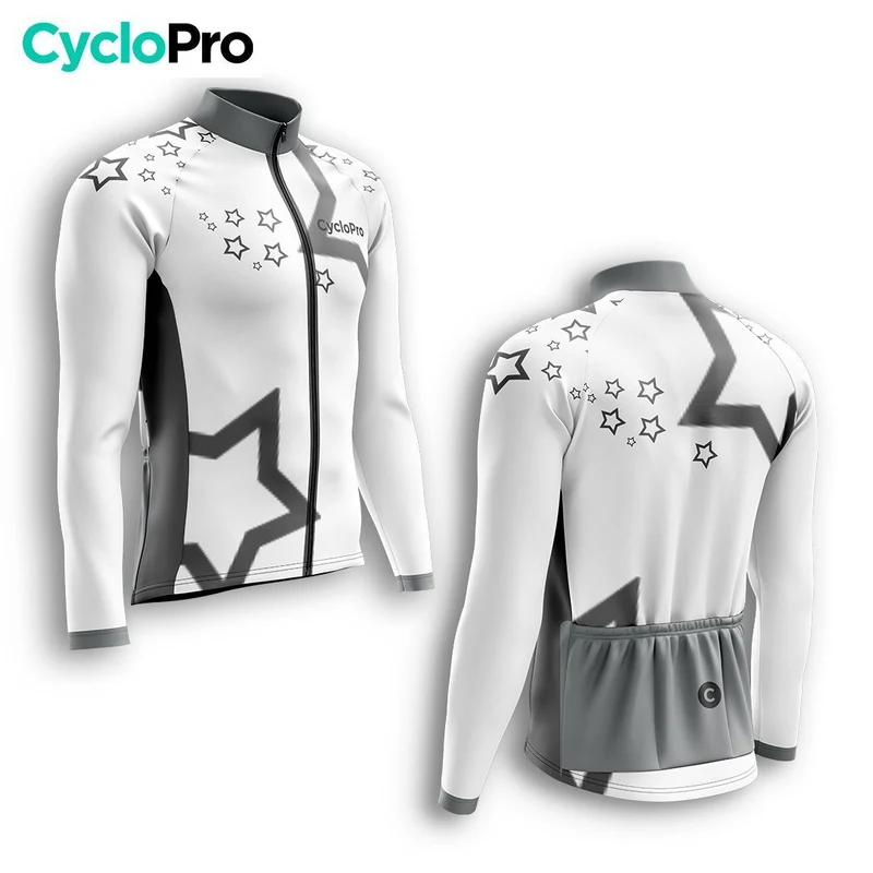 MAILLOT LONG DE CYCLISME AUTOMNE BLANC - STAR+