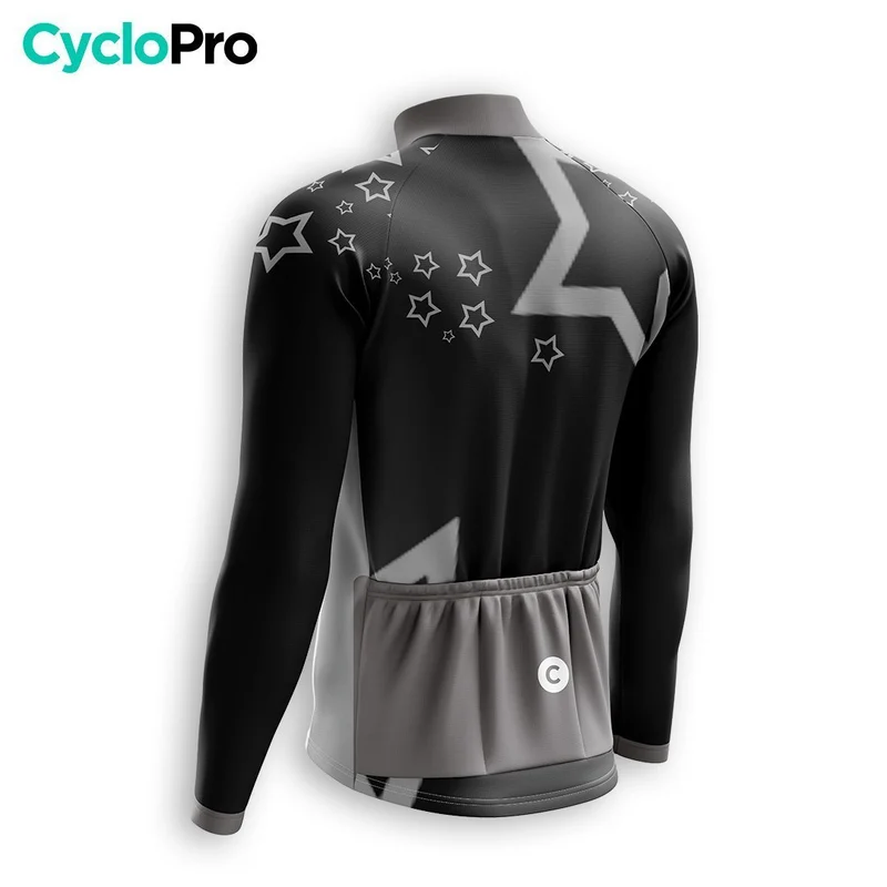MAILLOT LONG DE CYCLISME AUTOMNE NOIR - STAR+