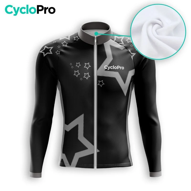 MAILLOT LONG DE CYCLISME AUTOMNE NOIR - STAR+