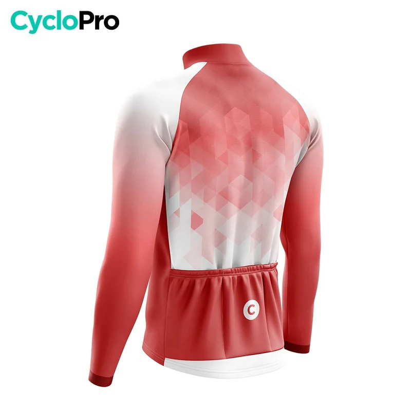 MAILLOT LONG DE CYCLISME AUTOMNE ROUGE - CRISTAL+