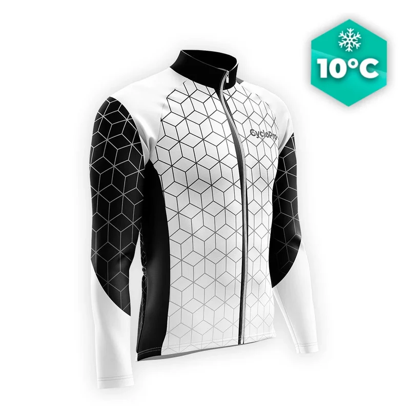 MAILLOT LONG DE CYCLISME AUTOMNE NOIR - CUBIC+