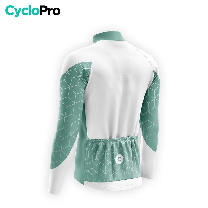 MAILLOT LONG DE CYCLISME AUTOMNE VERT - CUBIC+