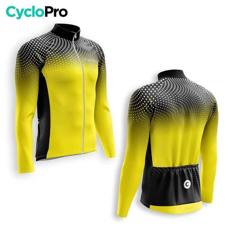 MAILLOT LONG DE CYCLISME AUTOMNE JAUNE - DIMENSION+