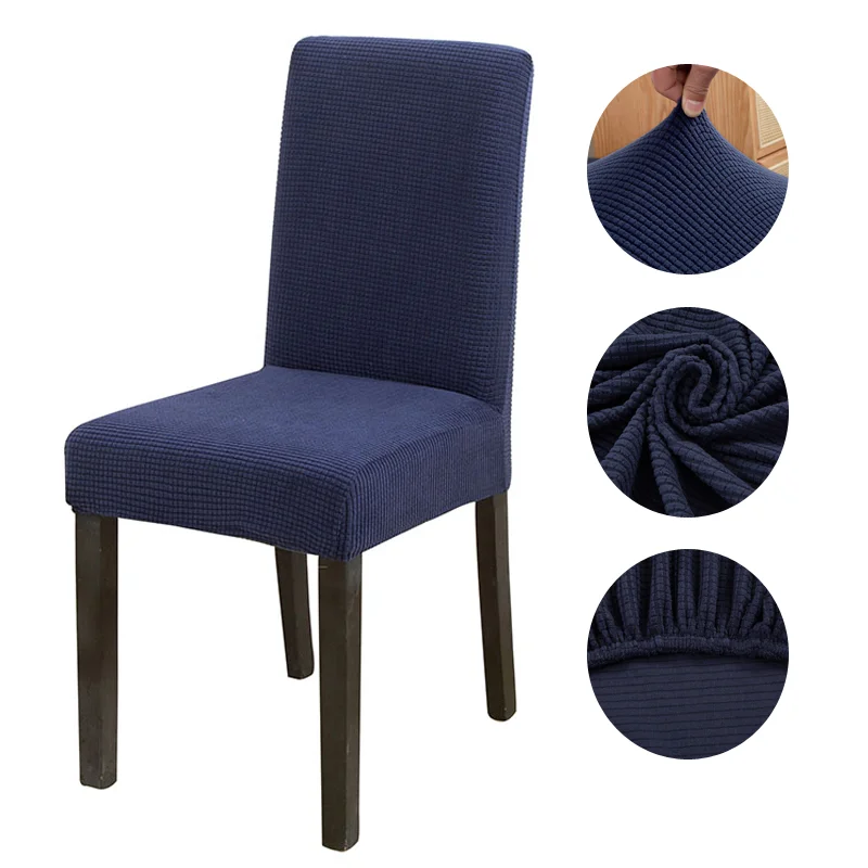 Housse de Chaise en Jacquard Bleu Marine