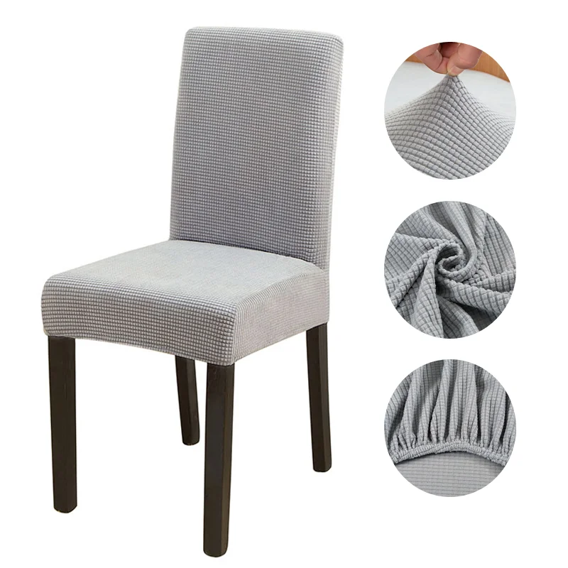 Housse de Chaise en Jacquard Gris Clair