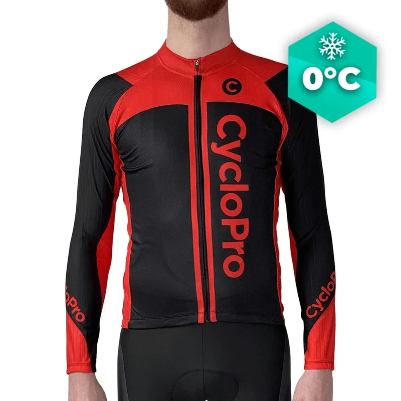 MAILLOT LONG DE CYCLISME ROUGE - HIVER - FLASH+