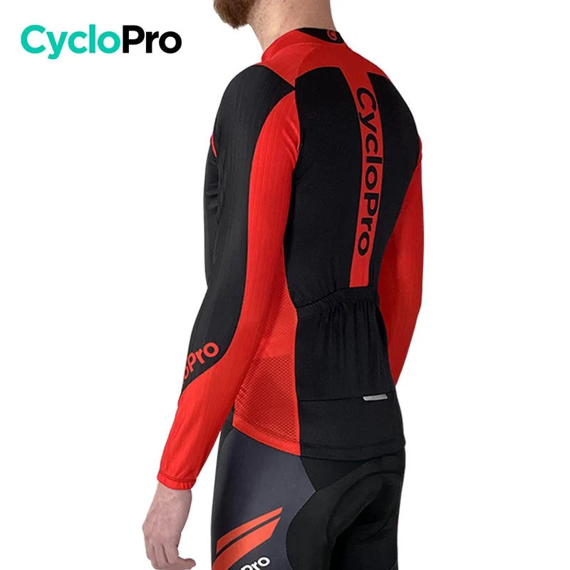 MAILLOT LONG DE CYCLISME ROUGE - HIVER - FLASH+