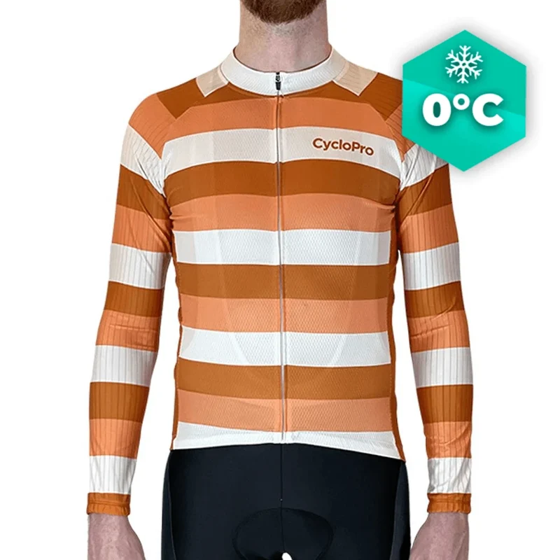 MAILLOT LONG DE CYCLISME ORANGE - HIVER - ÉVASION+