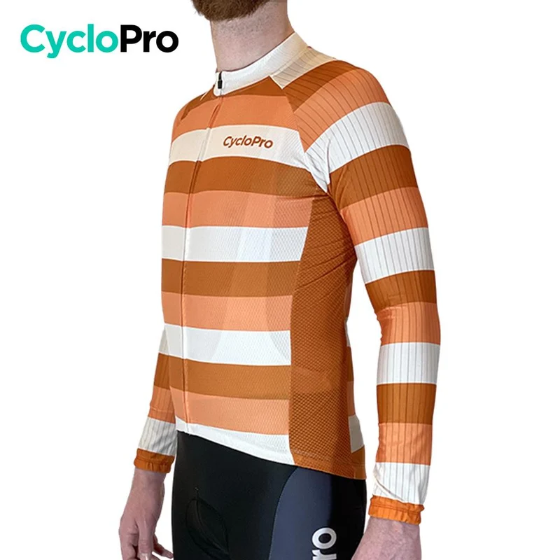 MAILLOT LONG DE CYCLISME ORANGE - HIVER - ÉVASION+