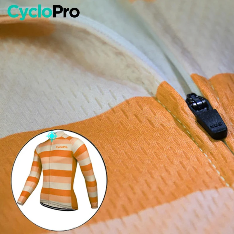 MAILLOT LONG DE CYCLISME ORANGE - HIVER - ÉVASION+