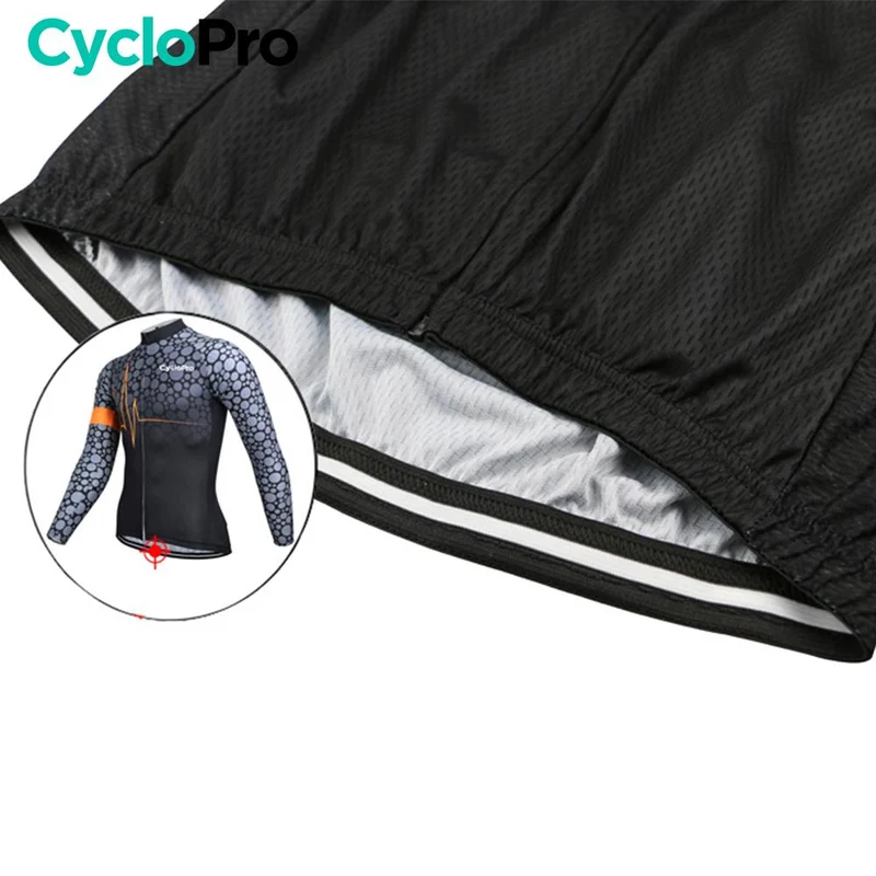 MAILLOT LONG DE CYCLISME ORANGE - HIVER - PULSATION+