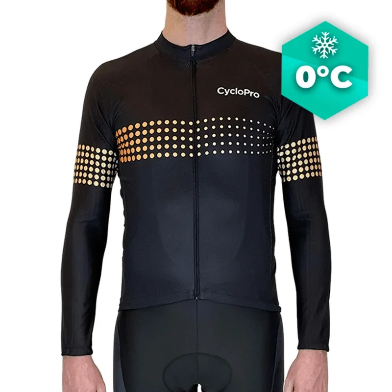 MAILLOT LONG DE CYCLISME ORANGE - HIVER - LIBERTY+