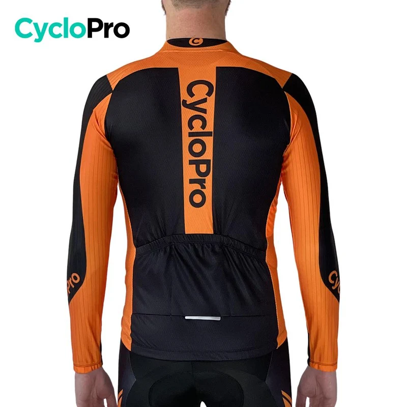 MAILLOT LONG DE CYCLISME ORANGE - HIVER - FLASH+