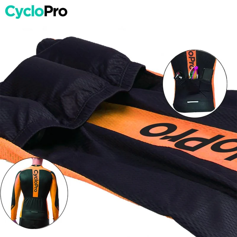 MAILLOT LONG DE CYCLISME ORANGE - HIVER - FLASH+