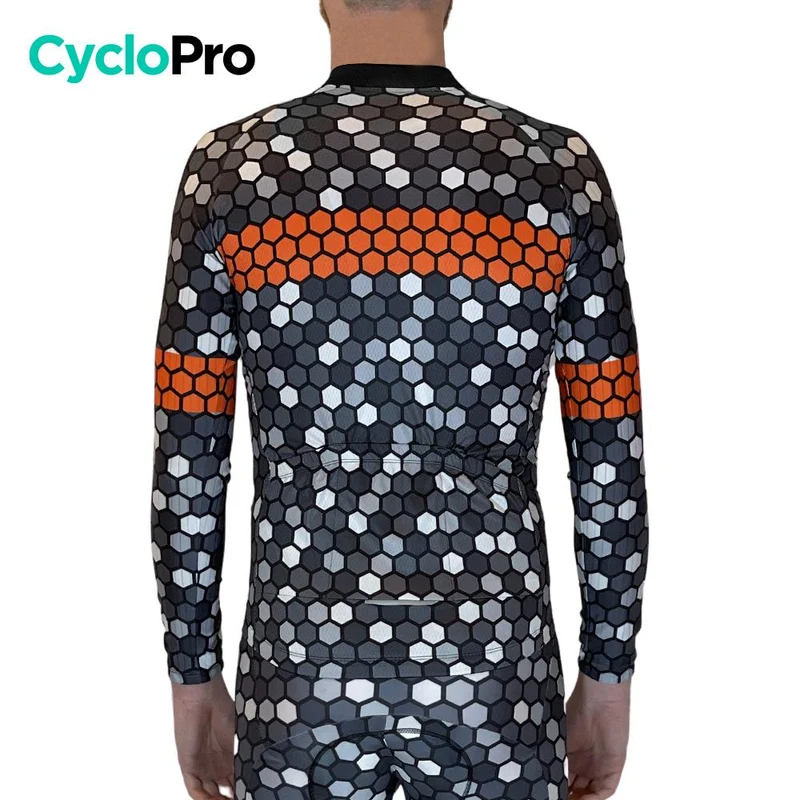 MAILLOT LONG DE CYCLISME ORANGE - HIVER - ATMOSPHERE+