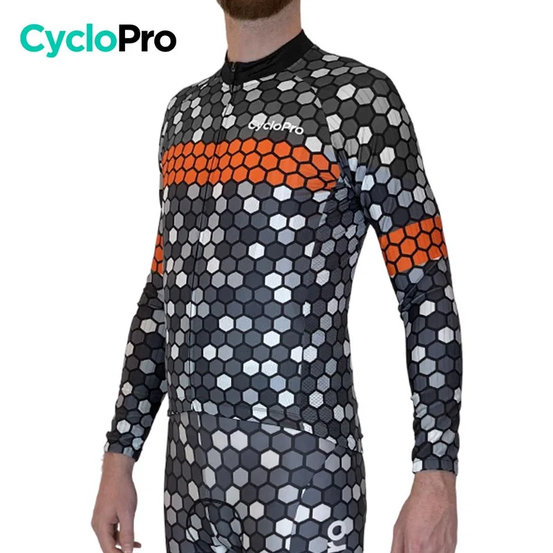 MAILLOT LONG DE CYCLISME ORANGE - HIVER - ATMOSPHERE+