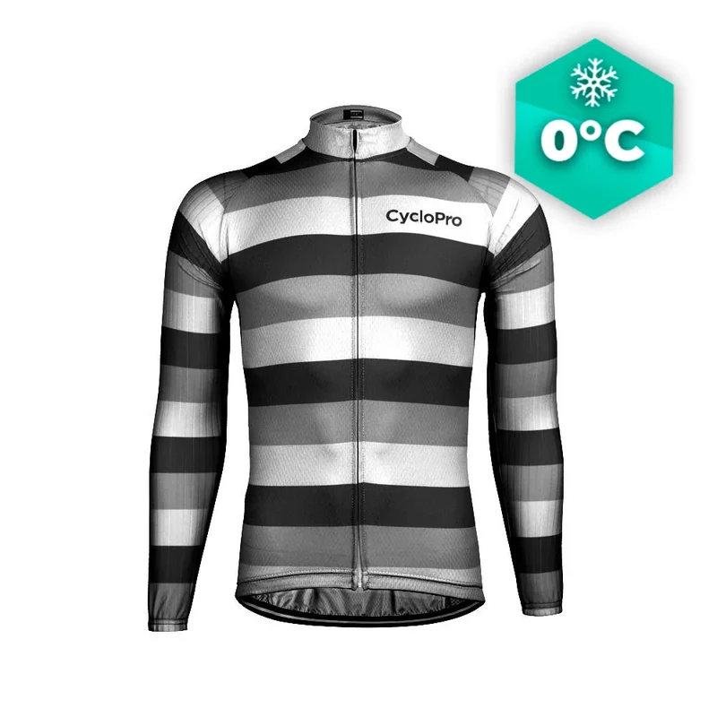 MAILLOT LONG DE CYCLISME NOIR ET BLANC - HIVER - ÉVASION+