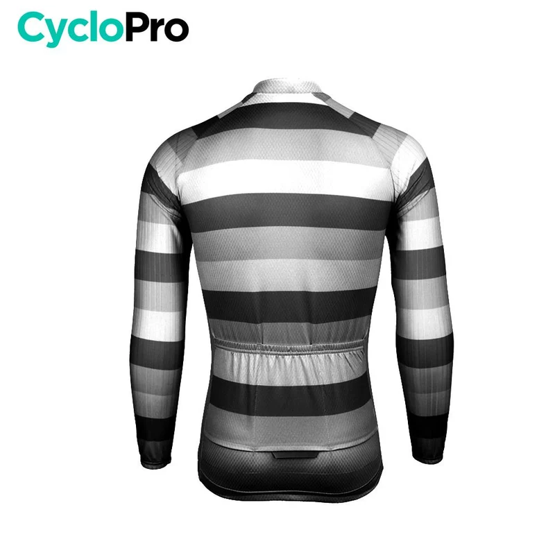 MAILLOT LONG DE CYCLISME NOIR ET BLANC - HIVER - ÉVASION+