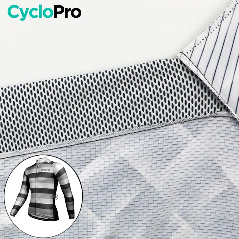 MAILLOT LONG DE CYCLISME NOIR ET BLANC - HIVER - ÉVASION+