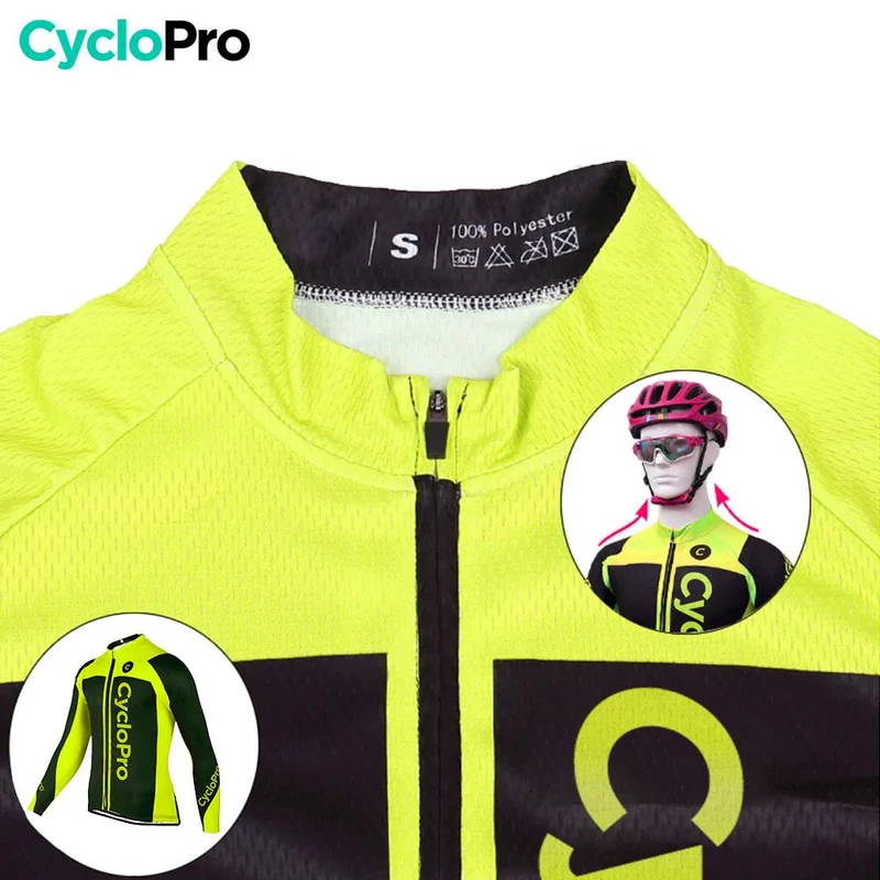 MAILLOT LONG DE CYCLISME JAUNE FLUO - HIVER - FLASH+