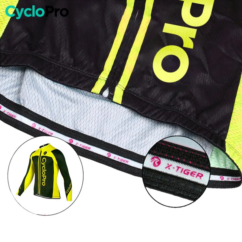 MAILLOT LONG DE CYCLISME JAUNE FLUO - HIVER - FLASH+