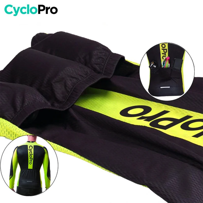 MAILLOT LONG DE CYCLISME JAUNE FLUO - HIVER - FLASH+