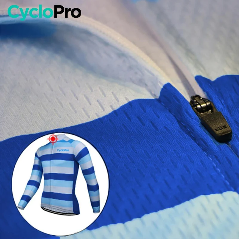 MAILLOT LONG DE CYCLISME BLEU - HIVER - ÉVASION+