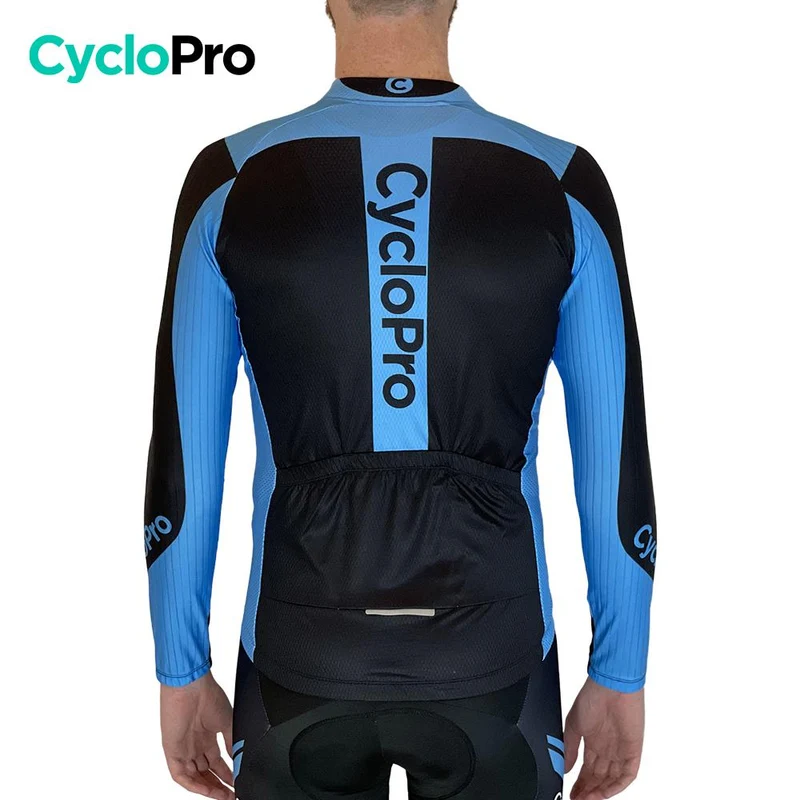 MAILLOT LONG DE CYCLISME BLEU - HIVER - FLASH+