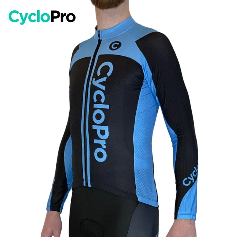 MAILLOT LONG DE CYCLISME BLEU - HIVER - FLASH+