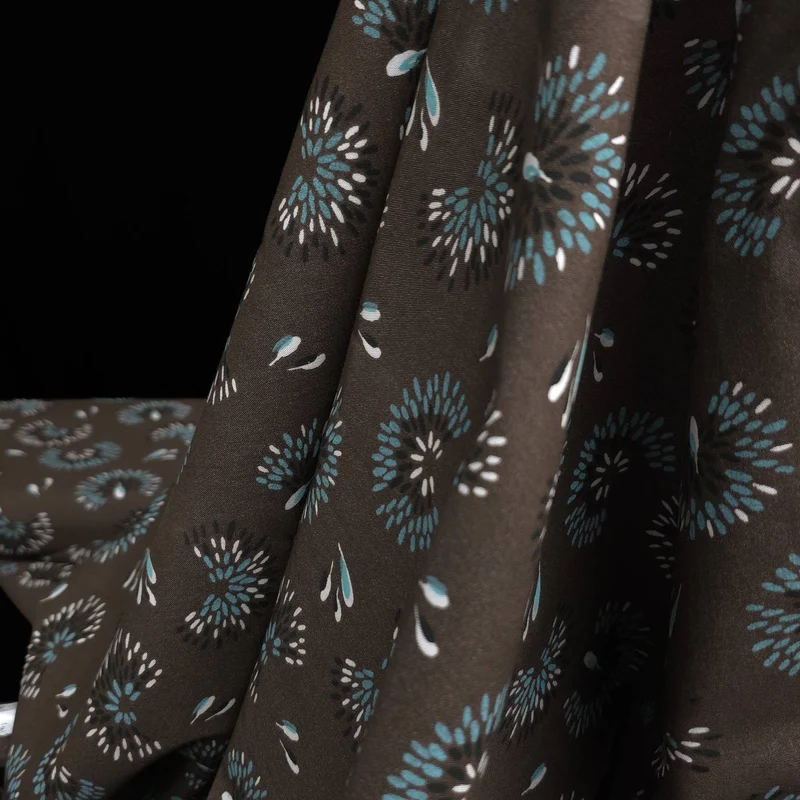 Tissu de viscose imprimé | Abstrait brun cacao & turquoise