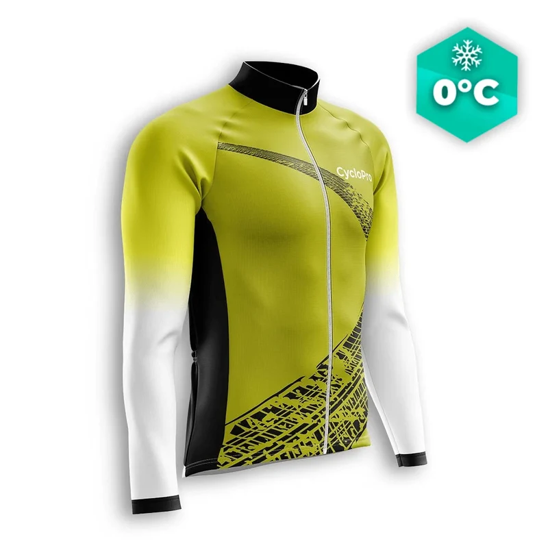 MAILLOT LONG DE CYCLISME HIVER JAUNE - TRACE+