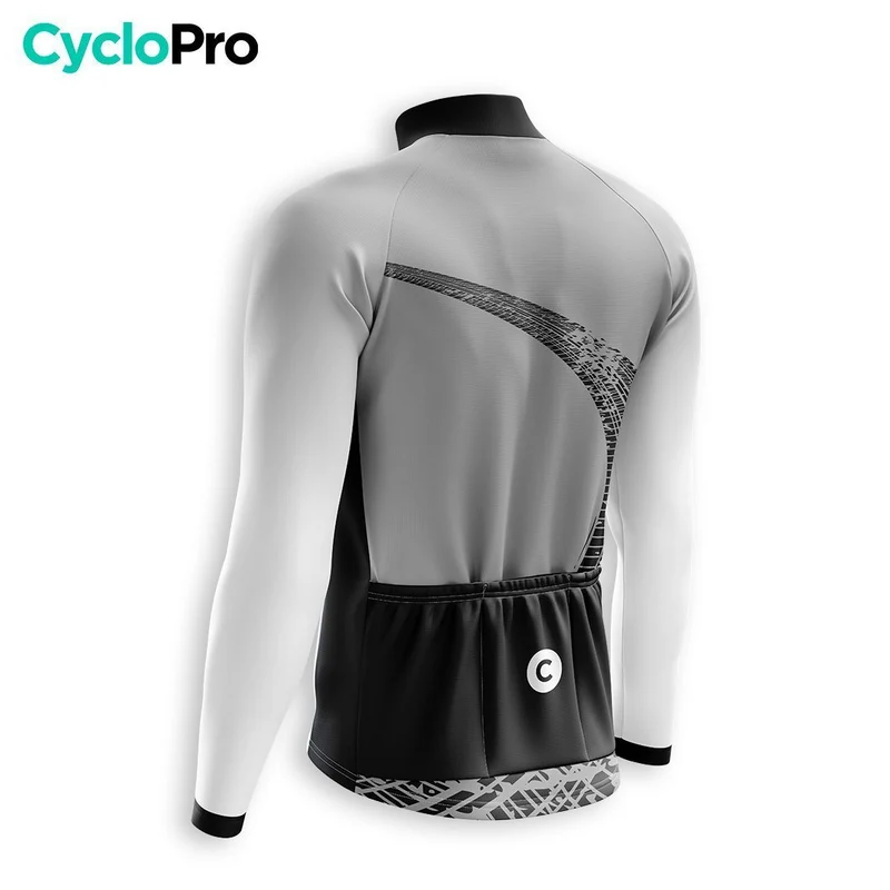 MAILLOT LONG DE CYCLISME HIVER GRIS - TRACE+
