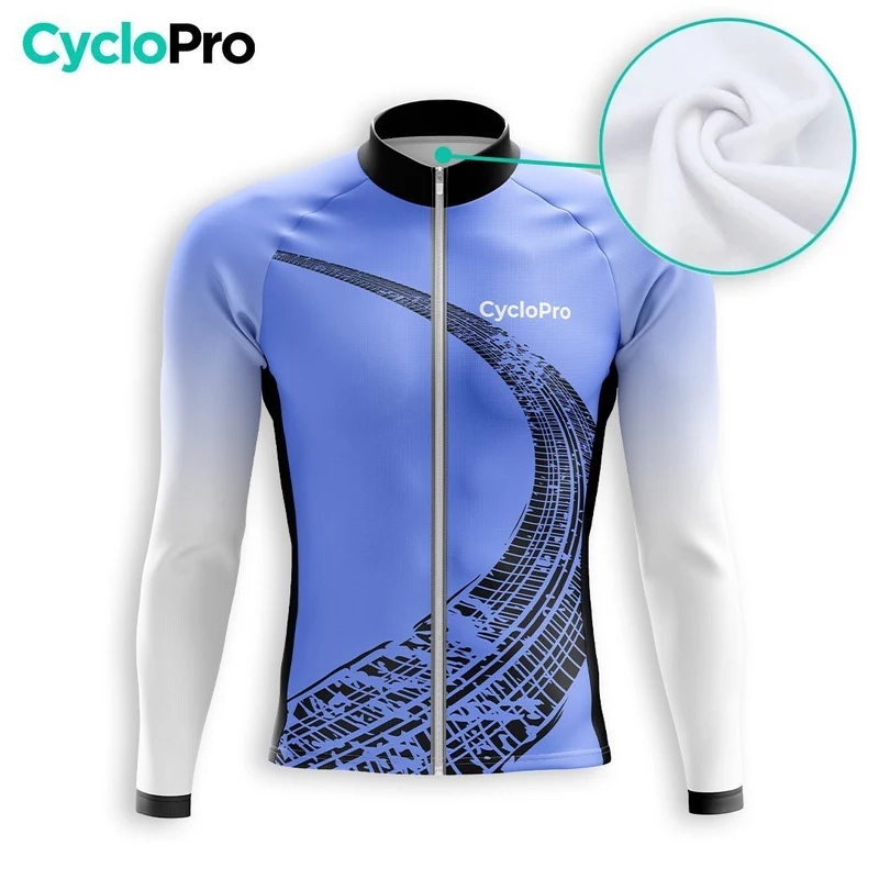 MAILLOT LONG DE CYCLISME HIVER BLEU - TRACE+
