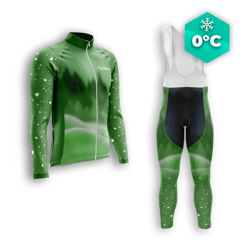 TENUE CYCLISTE HIVER HOMME VERTE - SNOW+