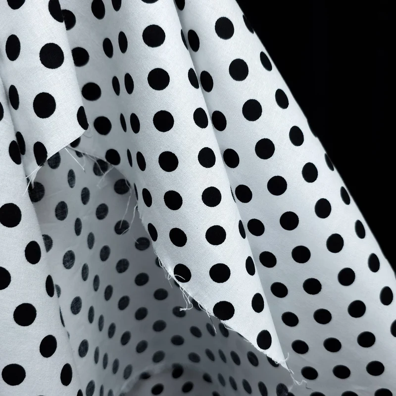 Popeline de coton | Pois noirs et blancs