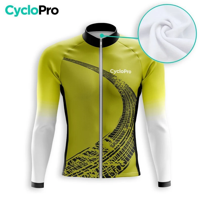 MAILLOT LONG DE CYCLISME AUTOMNE JAUNE - TRACE+