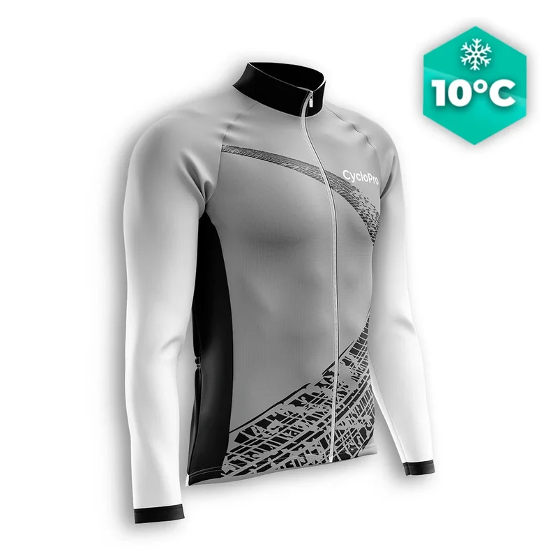 MAILLOT LONG DE CYCLISME AUTOMNE GRIS - TRACE+
