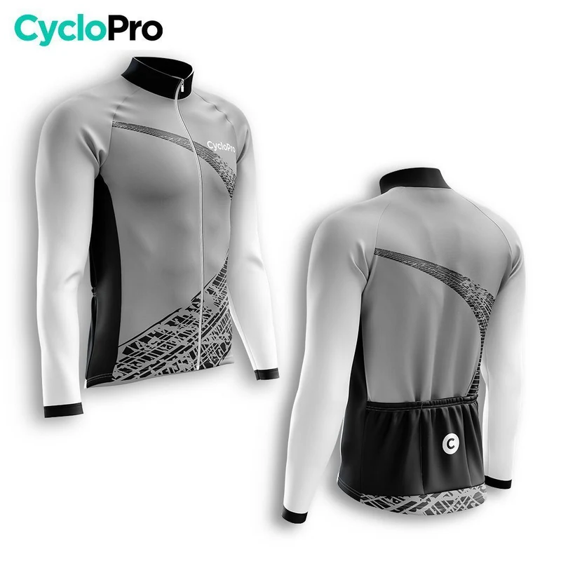 MAILLOT LONG DE CYCLISME AUTOMNE GRIS - TRACE+