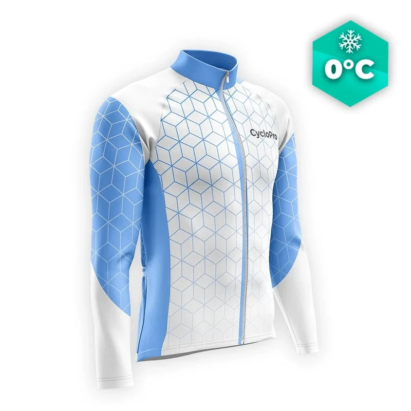 MAILLOT LONG DE CYCLISME HIVER BLEU - CUBIC+
