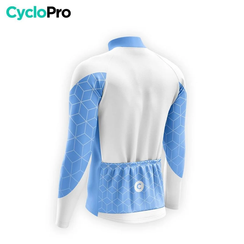 MAILLOT LONG DE CYCLISME HIVER BLEU - CUBIC+