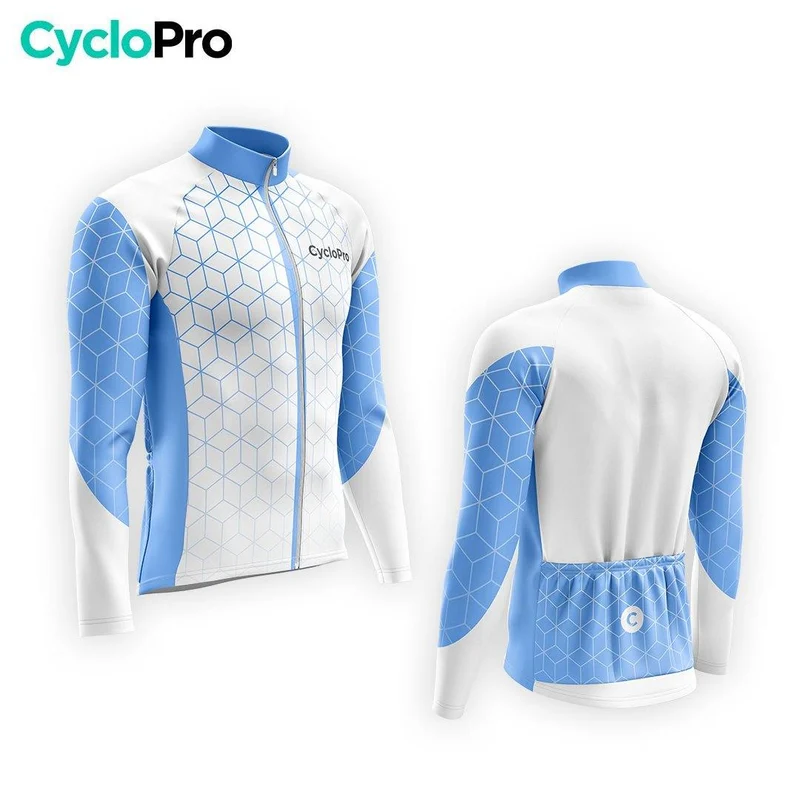 MAILLOT LONG DE CYCLISME HIVER BLEU - CUBIC+