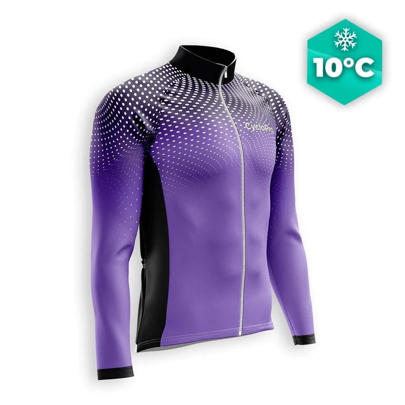 MAILLOT LONG DE CYCLISME AUTOMNE VIOLET - DIMENSION+