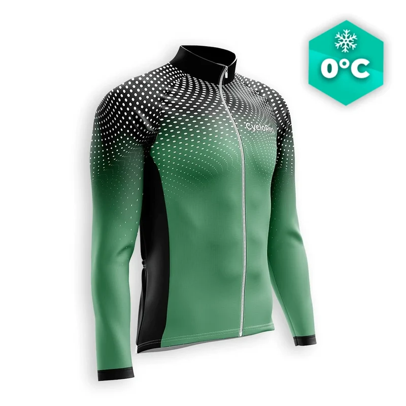 MAILLOT LONG DE CYCLISME HIVER VERTE - DIMENSION+