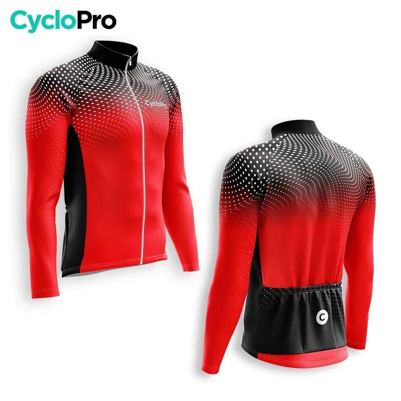 MAILLOT LONG DE CYCLISME HIVER ROUGE - DIMENSION+