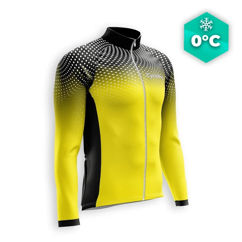 MAILLOT LONG DE CYCLISME HIVER JAUNE - DIMENSION+