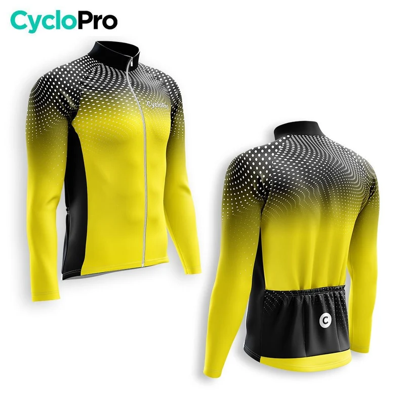 MAILLOT LONG DE CYCLISME HIVER JAUNE - DIMENSION+