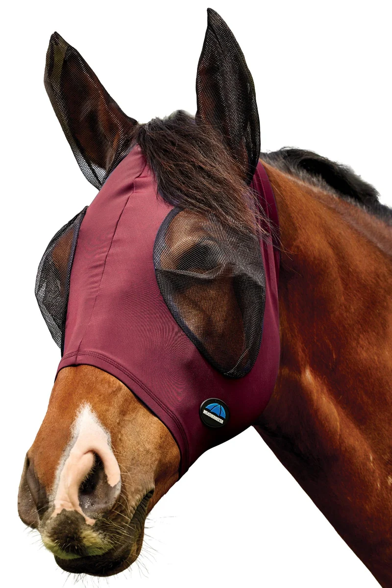 Comfitec Deluxe Stretch Masque anti-mouches avec oreilles Burgundy/Black L