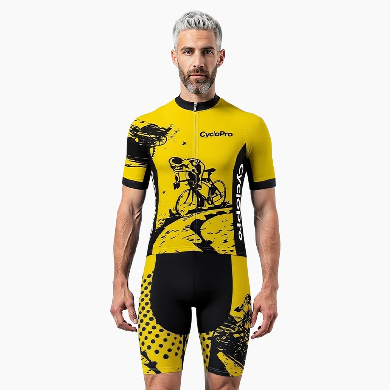 Tenue De Cycliste Route Jaune - Vintage