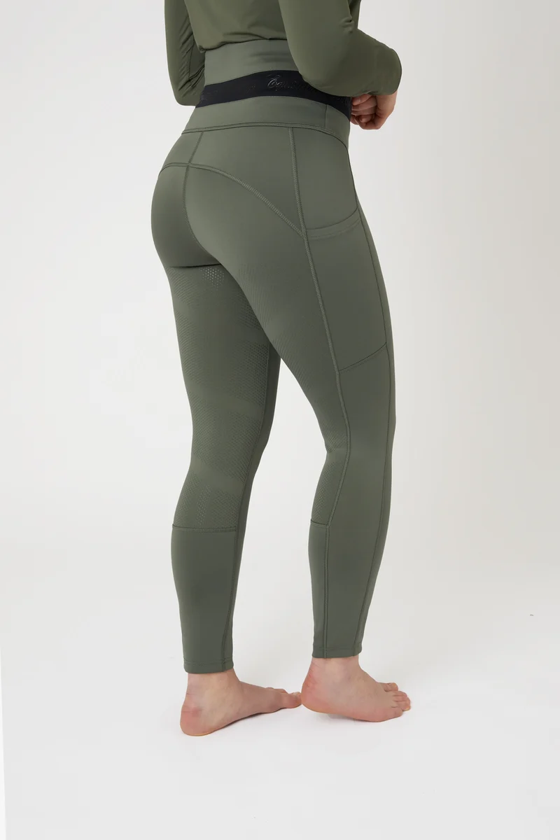 Leggings d'équitation Caitlin taille haute et fond intégral pour femme Beetle Green 36